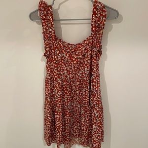 Floral Tiered Ruffle Strap Dress Small